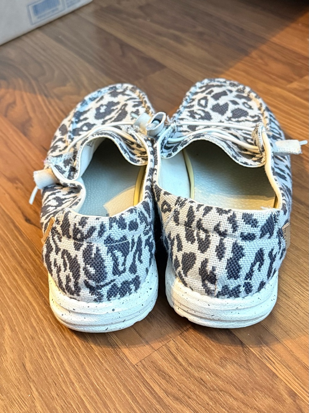 Hey Dude Women's Leopard Print Slip-On Flats - Gray & White - Picture 2 of 8